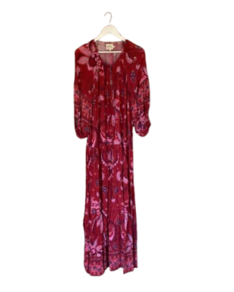 Red floral dress, sample stock, 20% off sale
