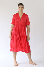 Silk Tiered Dress - Pink