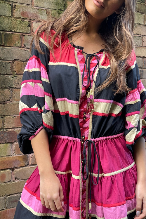 OLIVIA TIERED DRESS - RED